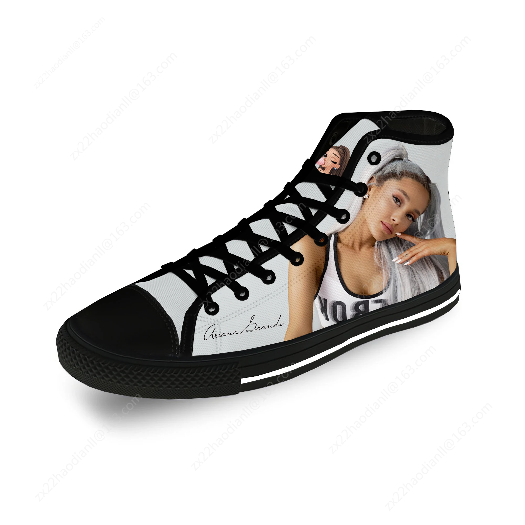 Grande Pop Singer Music Ariana Casual Cloth 3D Print High Top Canvas Fashion Shoes Men Women  Lightweight Breathable Sneakers