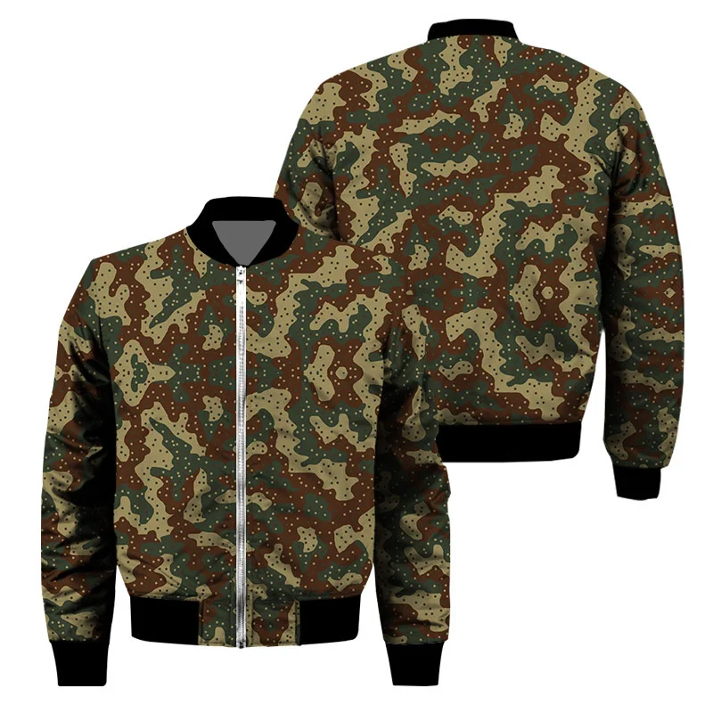 thumbnail image 1 of Chaqueta con cremallera y estampado de camuflaje para hombre, chaqueta clásica con estampado 3D de manga larga, informal, de gran tamaño, para primavera y otoño, 1 of 5