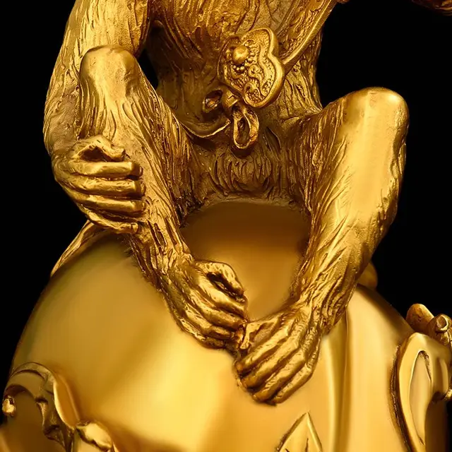 Tiszta Réz Ruyi Arany Majom Díszek Állatöv Áldás Élet Otthoni Nappali Vonzza A Gazdagságot Fengshui Dekoratio - Image 5