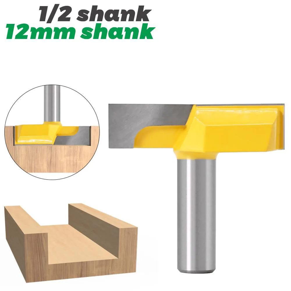 

1PC 1/2" 12.7MM 12MM Shank Milling Cutter Wood Carving 2-1/4" Bottom Cleaning Router Bit Mortising Bit Spoil Board Surfacing
