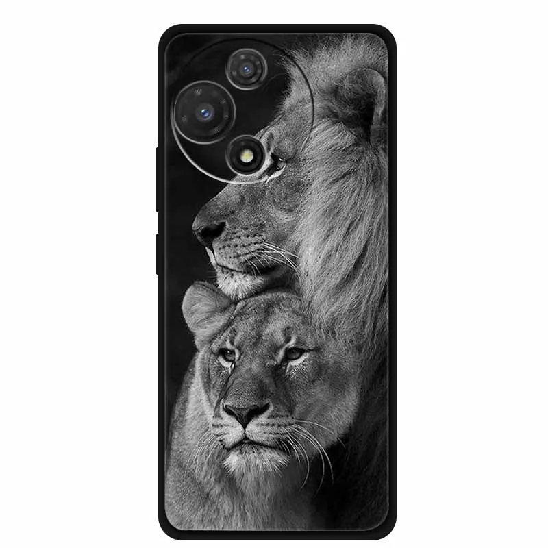 Black Soft Silicone TPU Phone Case with Cool Wolf Design - Shockproof and Protective Cover