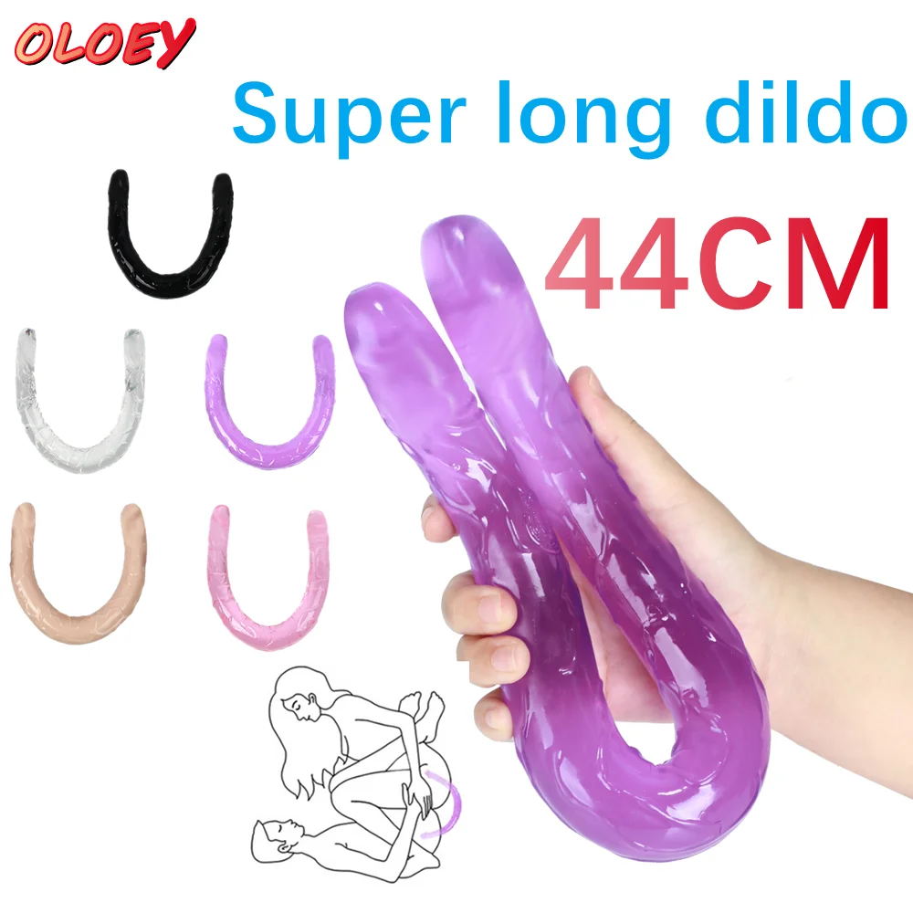 

44CM Soft Jelly Dildo Double Head Cock Lesbian Vaginal Anal Plug Flexible Fake Penis for Women Dildos Sex Toys Female Sex Shop