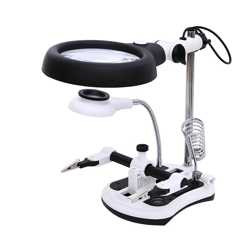 18 Led Multifunction Desk Lamp Magnifier 10x Loupe Glasses For Repair
