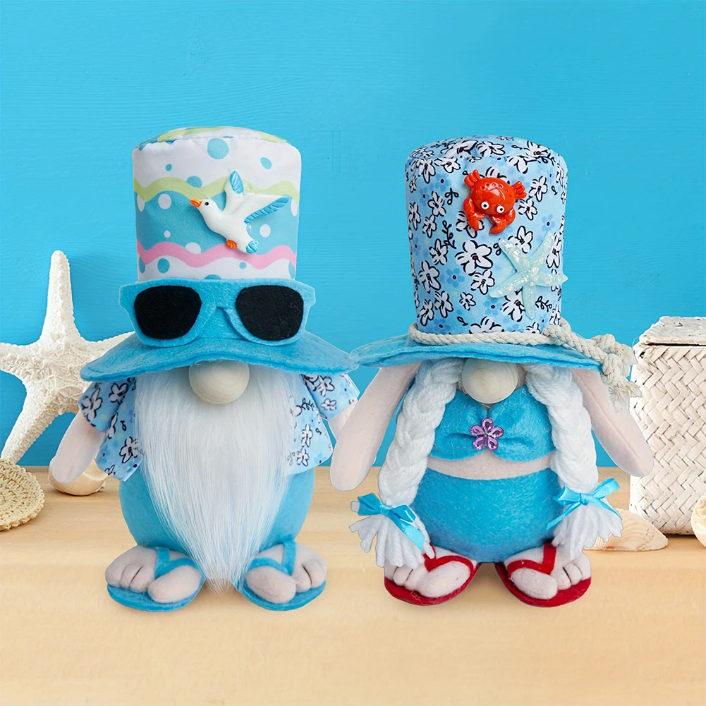 Plush Beach Gnomes Decorations with Weighted Base for Summer