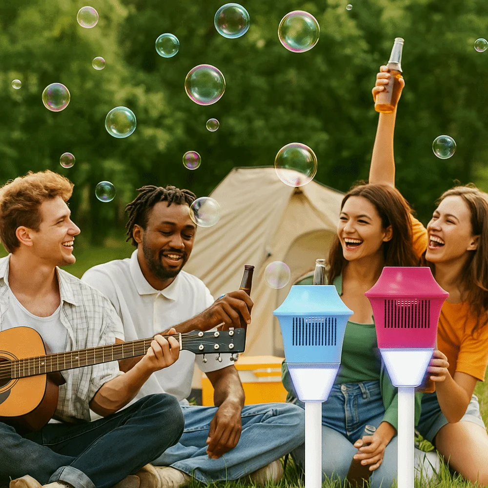 Fully Automatic Stand Bubble Machine with Light & Music Children's Toys Bubble Soap Blowing Vertical Bubble Maker