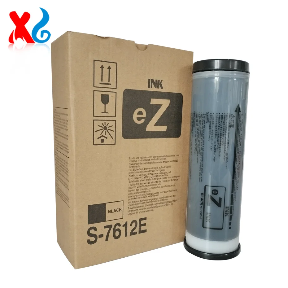 Cartucho a Jato de Tinta para Riso Ez200 201 220 230 231 300 301 330 370 371 390 570 571 Preto tipo Tinta Riso e 1000ml S7612e