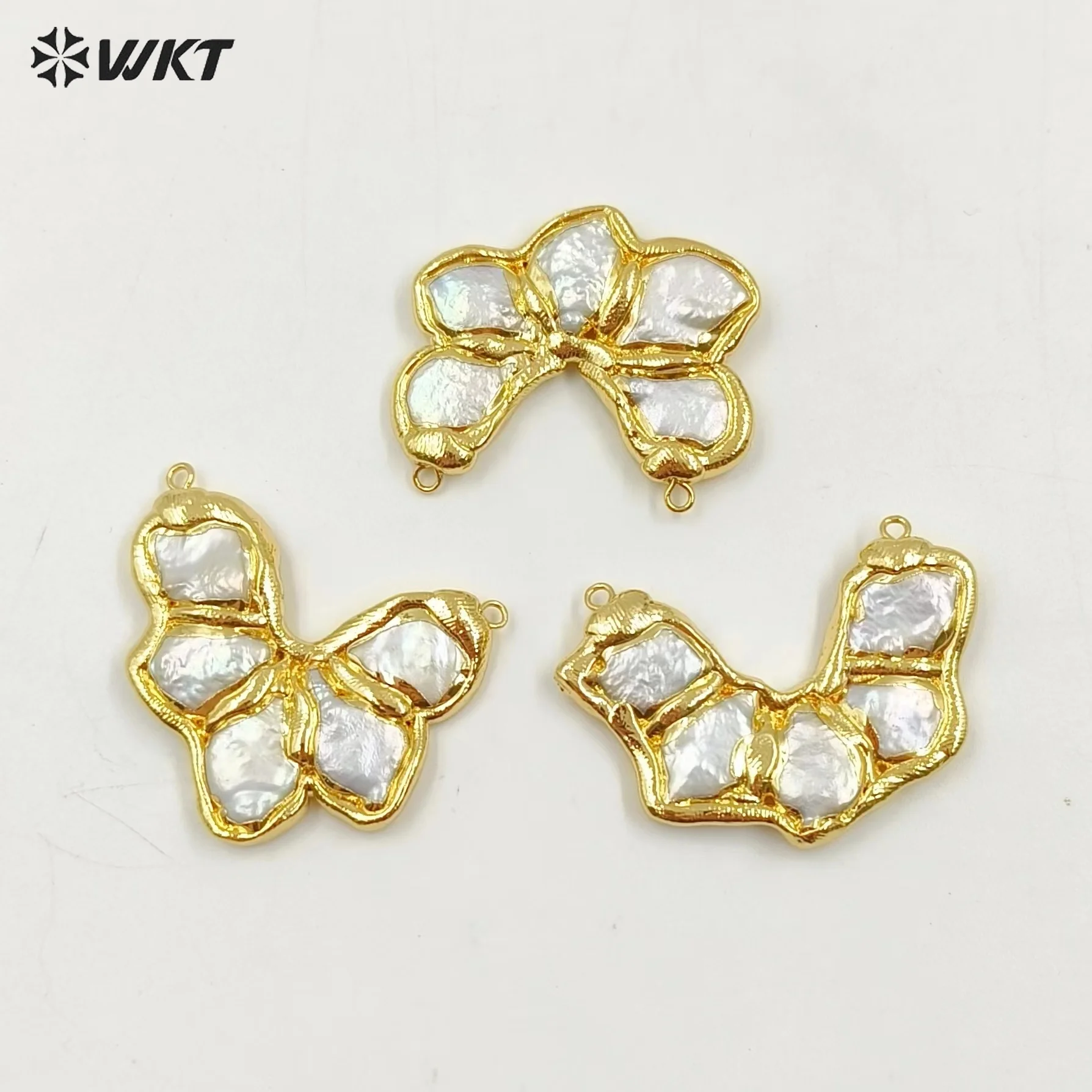 

WT-JP362 WKT New Fashion 18K Real Gold Plated Handmade Assemble 5PCS Natural Freshwater Pearl Statement Pendants For Birthday