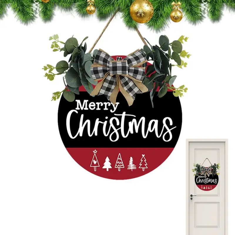 

Счастливого Рождества, Искусственный деревянный Рождественский венок, дверная вешалка, Рождество, Новый Год, внутреннее и наружное украшение для дома