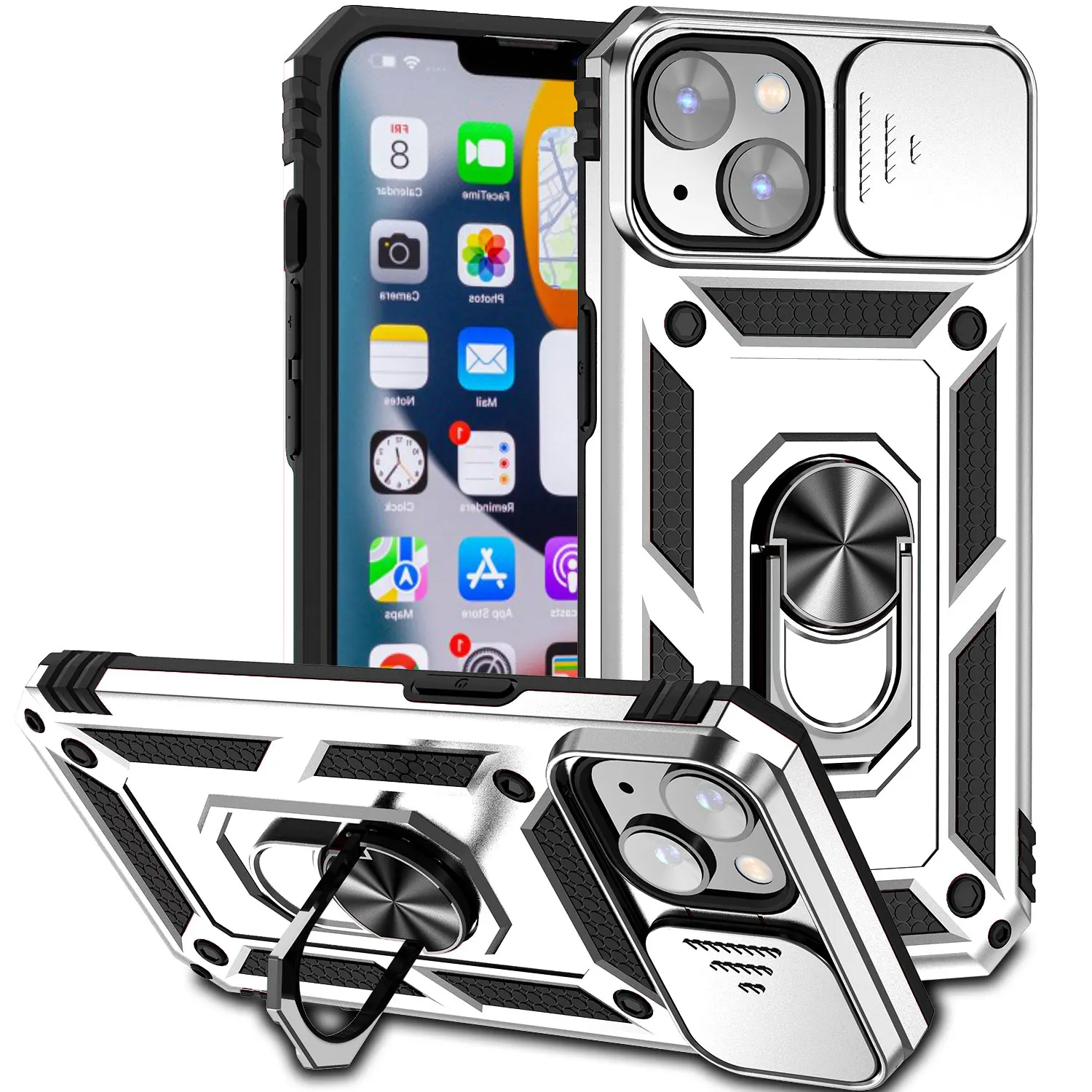 Armor Shockproof Magnetic Ring Stand Holder Case - Enhanced Protection Back Cover