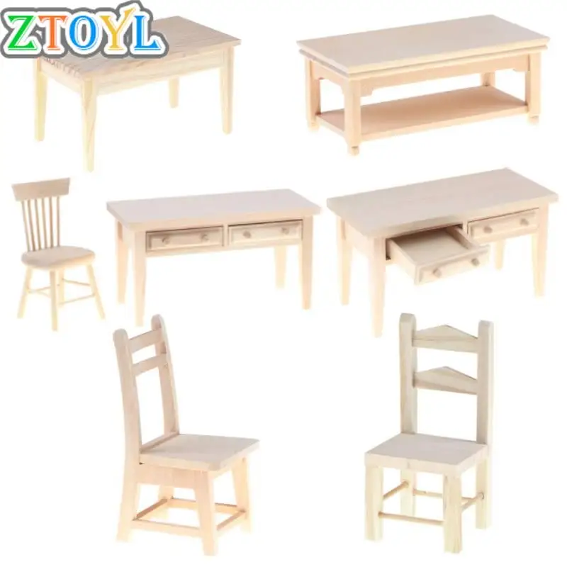 

New 1 set Mini Dollhouse Furniture Desk Chair Miniature Living Room Kids Pretend Play Toy Developmental Toys