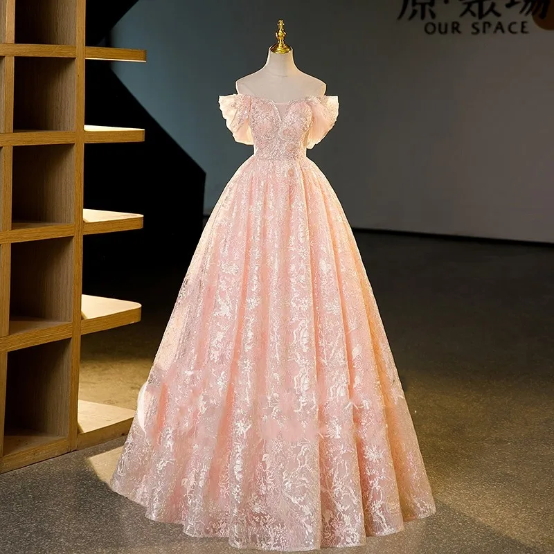 Real Video Pink Quinceanera Dresses Ball Gown Off Shoulder Sleeveless Tulle Appliques Puffy Mexican Sweet 16 Dresses 15 Anos