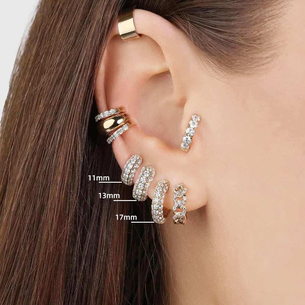 3pair/set New Classic Small Circle Hoop Earrings for Women Gold Color Shiny CZ Zircon Huggies Cartilage Earrings Girls Gift 5