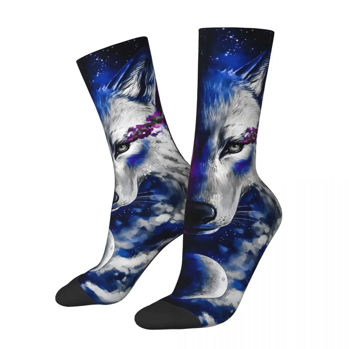 

Retro Cool Moon Cloud Crazy Men's compression Socks Unisex Space Galaxy Wolf Harajuku Pattern Printed Novelty Sock Boys Gift