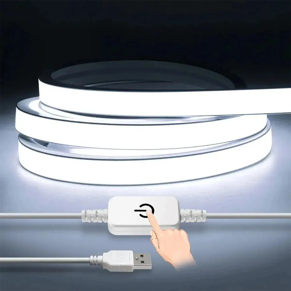 5V USB COB LED Strip Light DIY TV Mirror Backlight 320LEDs/M Ribbon Tape Touch Sensor Dimmable Lamp Kitchen Room Decoration led light strip led strip lamp