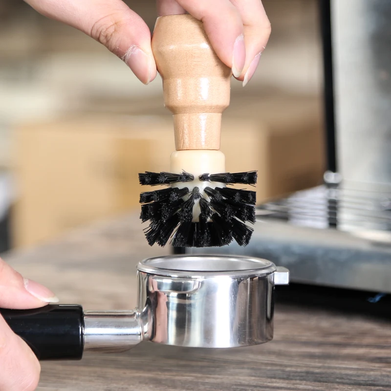 Espresso Coffee Cleaning Brush Brewing Head Small Wood Handle Coffee Powder Cleaning