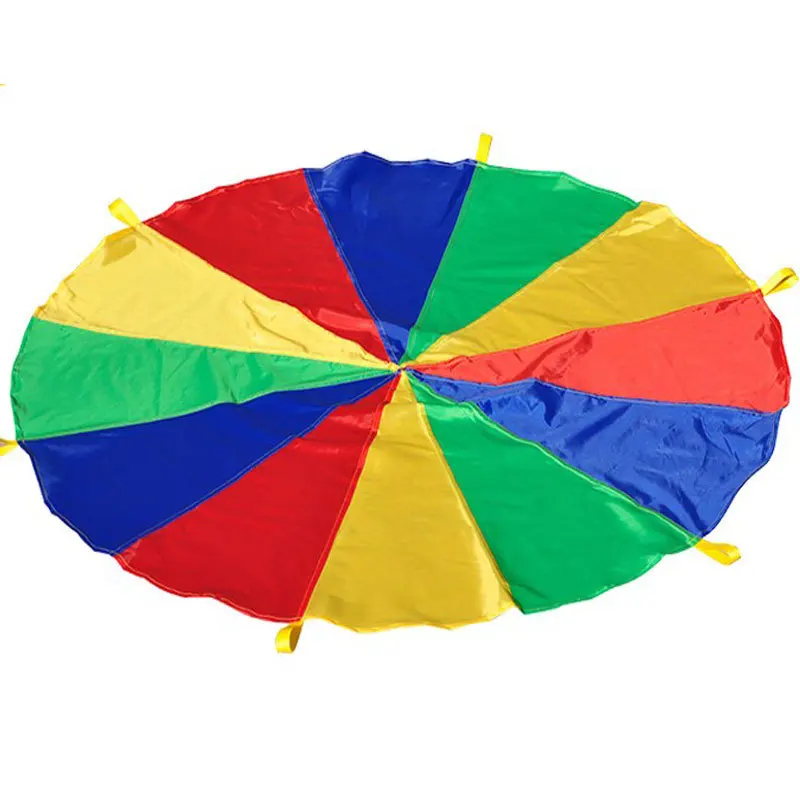 2-5M Diameter Outdoor Camping Rainbow Umbrella Parachute Toy Jump-Sack Ballute Play Interactive Teamwork Game Toy For Kids Gift