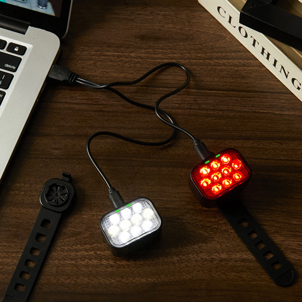 LED Outdoor Bike Headlight USB Rechargeable High Brightness Bike Headlight Waterproof Cycling Tail Lamp Bicycle Rear Night Light