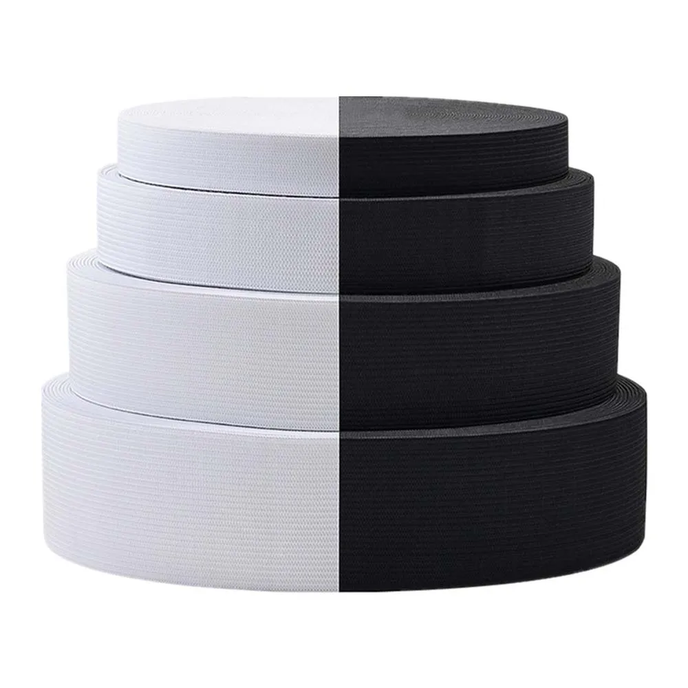 Elastico Piatto 3mm-75mm, Bianco E Nero, Per Cucire Fasce Vita, Cinture, Mascherine, Craft - Trimming Shop UK