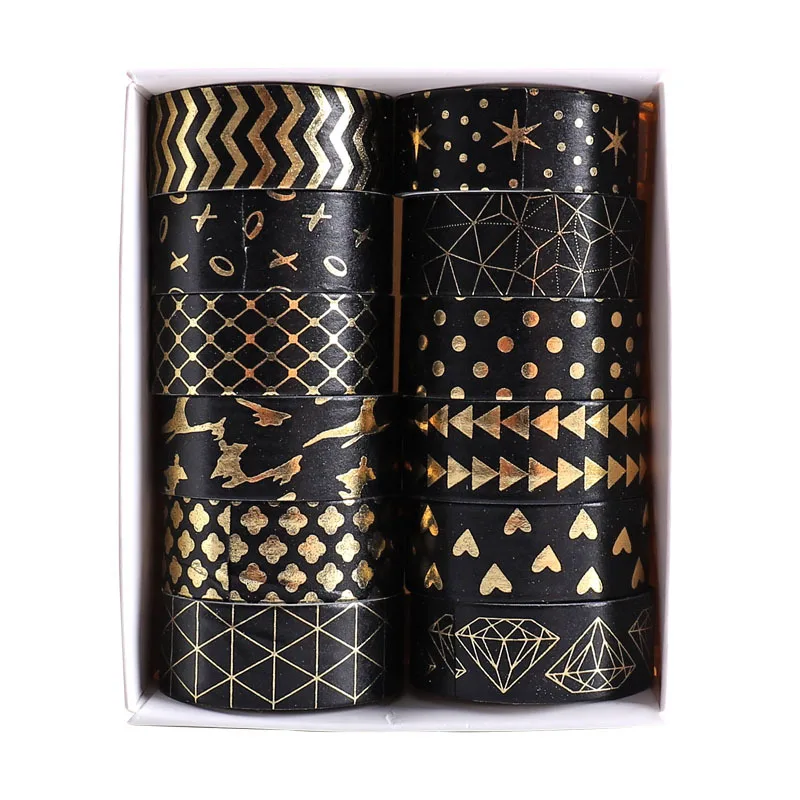 Japanese Style Washi Tape Set - 12pcs Decorative Adhesive for Scrapbooking and Crafts