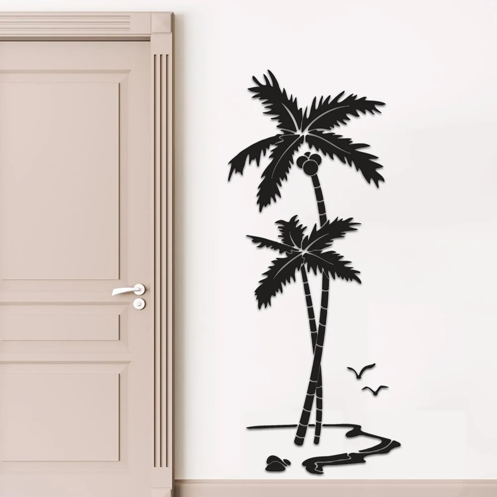 3D Coconut Tree Acrylic Mirror Wall Stickers TV Wall Background DIY Wall Decals Mural For Bedroom Living Room Home Decoration