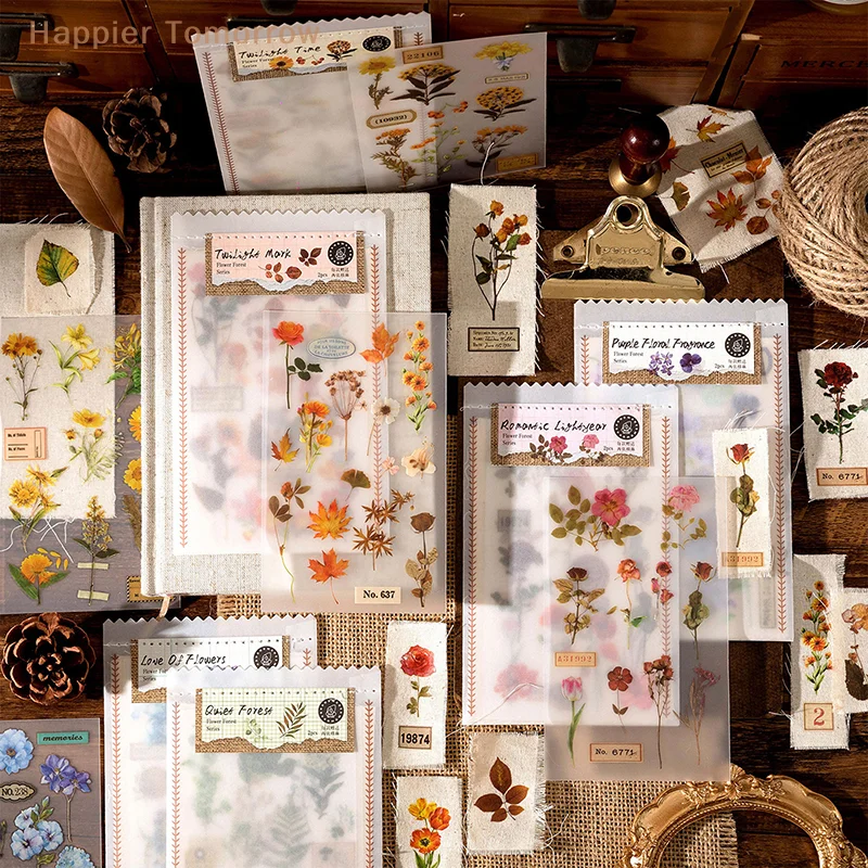 

1Set Vintage Rub On Transfers Plant Stickers Flower Decoration Sticker For Crafts Fabric Journaling Dairy Scrapbooking Planners