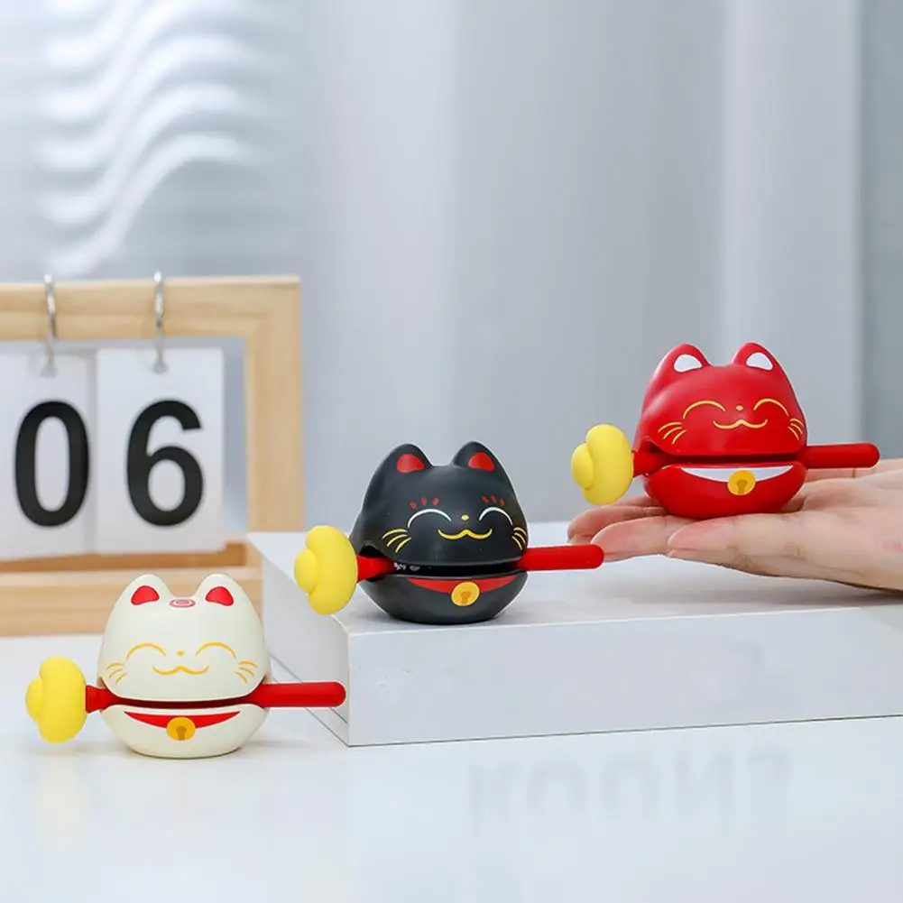 Lovely Knock Lucky Cat Zen Block Drum Wood Fish Temple Block Temple Desktop Ornament Meditazione Antistress Calmante Buddista