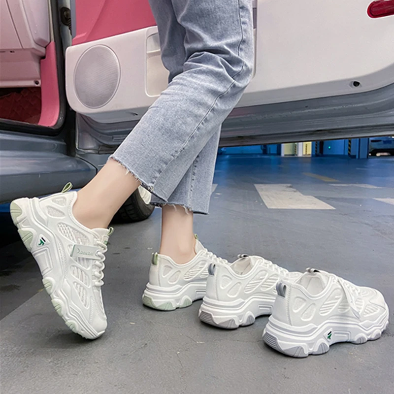 Women Sneakers 2022 Korean Fashion Woman Shoes Chunky Sneakers Platform Autumn Breathable Mixed Colors Casual Ladies Shoes