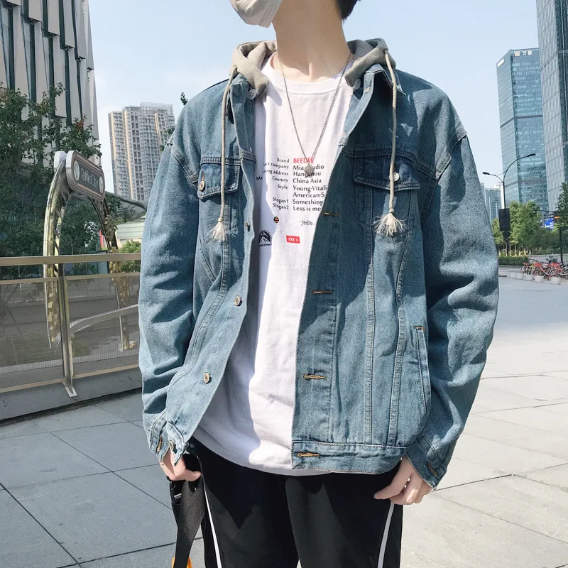 

New Japanese Denim Jacket Fashion Slim Washed Denim Hooded Jacket Casual Jacket Men's Fashion Clothing Men's Fall 2022