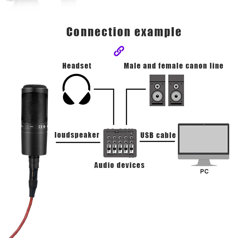 AT2020 Condenser Microphone XLR Plug Professional Recording Microphone Mobile Computer Network K-song Condenser
