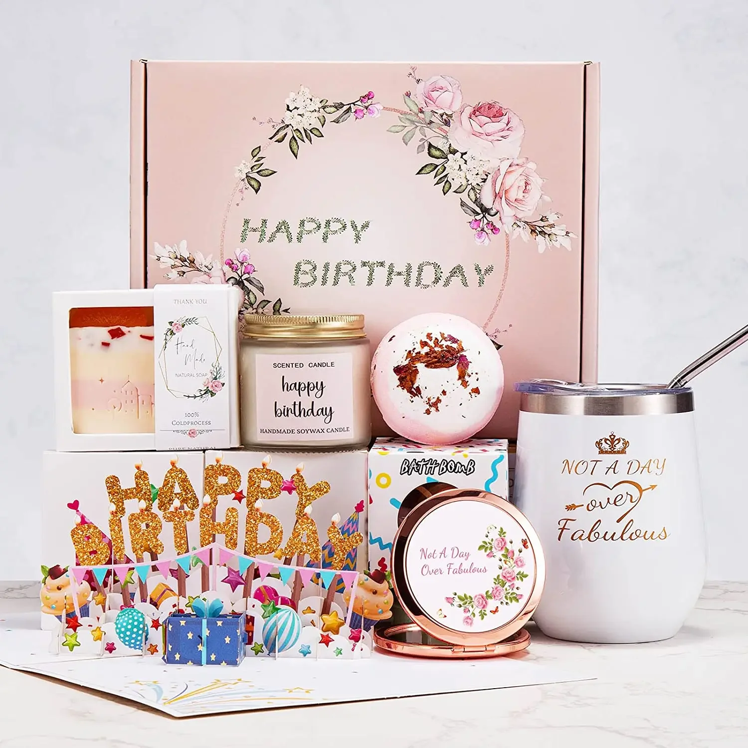 

Birthday Gift Sets for Women Happy Birthday Bath Set Relaxing Spa Gift Baskets Ideas for Mom Girlfriend Unique Gifts for Women