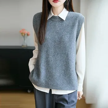 Naiste 100% meriinovillast o-kaelusega lohvakama lõikega vest M-XL 2