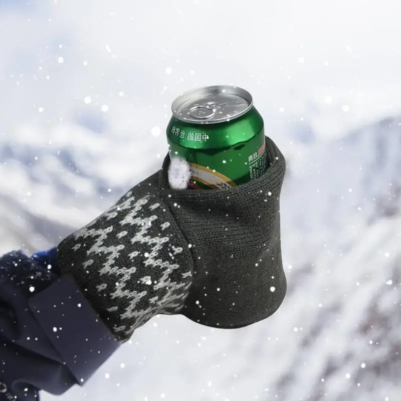 Beer Mitten Gloves Winter Warm Knitted Stretch Full Finger For Outdoor Camping Picnic Low Temperature Weather