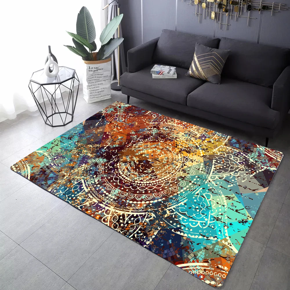 

Boho Style Room Decorative Rugs 3d Abstract Flowers Carpet Bedroom Living Room Area Rug Washable Kitchen Bath Non Slip Floor Mat