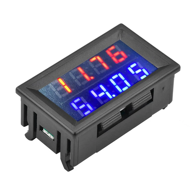 Voltímetro amperímetro digital de 0.28 pulgadas, multímetro de pantalla  digital dual LED rojo y azul DC 0-100V 100A Detector de medidor de  corriente