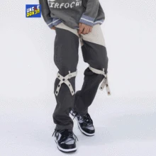 

UNCLEDONJM HIP HOP distressed jeans stacked jeans streetwear women designer pants denim jeans for men biker jeans