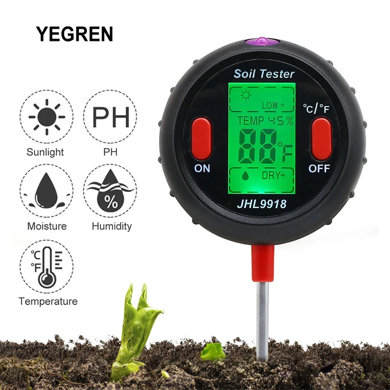 Pro 5 in 1 Soil PH Meter Tester Analyzer Detector for Garden Plants Growth Test 