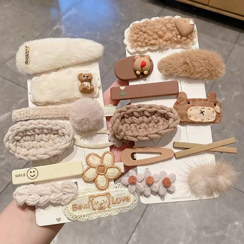 Plush Barrettes Internet Celebrity New Bangs Side Clip Hairware Autumn and Winter Fur Hairpin Female Cute Bb Clip korean style braided hair clip cute side barrettes plastic bangs clip headwear hairpin duckbill clip female girls