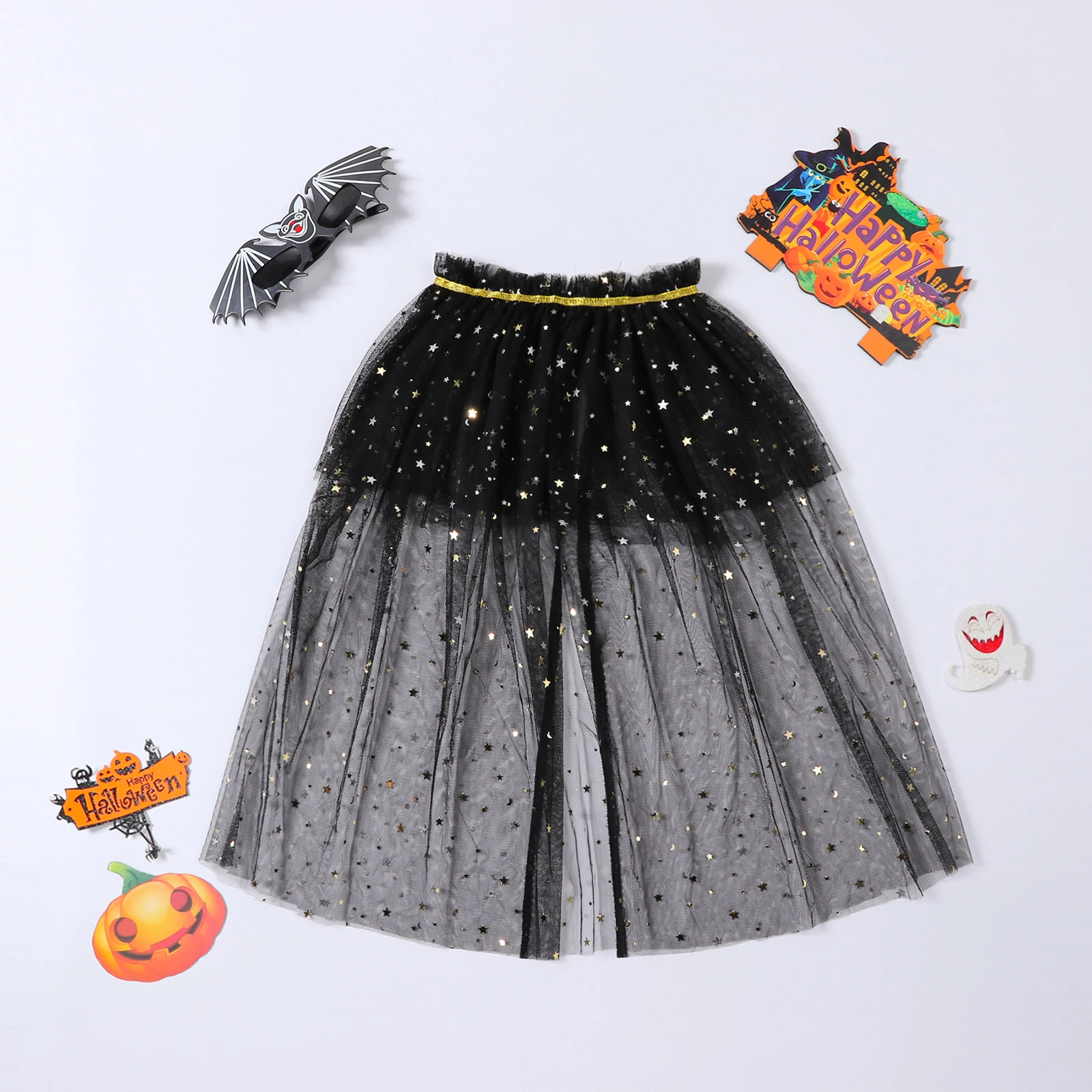 Toddler Baby Girls Sequins Mesh Princess Capes Costumes Stars Moon Round Collar Ponchos Toddler Role-Playing Cosplay Accessories