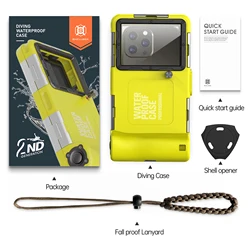 Universal Waterproof Phone Case, Multi - Functional and Durable, 15m/50ft Depth, IP68 Rated, Ideal for Professional Diving Photography (Yellow Black)