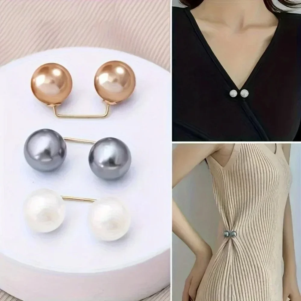 화려한 진주 브로치 허리 고정 핀, 헐렁한 청바지, 드레스, 의류용, 반짝이는 진주 보석 커튼 고정 핀, 안전하고 아름다운 브로치