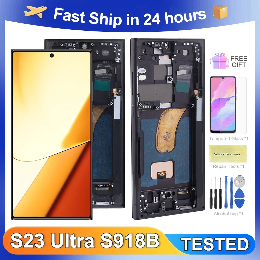 

S23 Ultra 6.8''For Samsung Tested S918B S918U S918W S918N S9180 LCD Display Touch Screen Digitizer Assembly Replacement