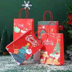 4Pcs Merry Christmas Gift Bag Santa Claus Elk Xmas Packaging for Kids Candy Packaging Supplies Xmas Packaging Gift Paper Bags