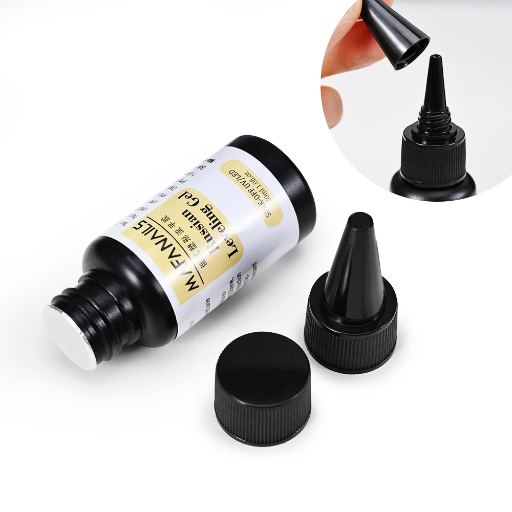 30ml/Bottle Nail Top Coat Base Gel No Wipe Pointed Bottle Russian Leveling Gel Manicure Soak Off UV LED Gel Polish 1OZ Mafanails