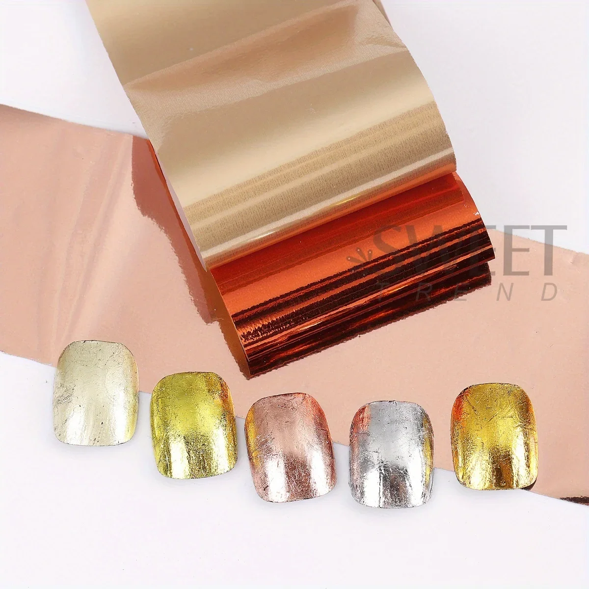 20pcs Metallic Mirror Effect Nail Foils Golden Silvery Starry Sky Print Sliders Chrome Transfer Tips Manicure Decor Accessories