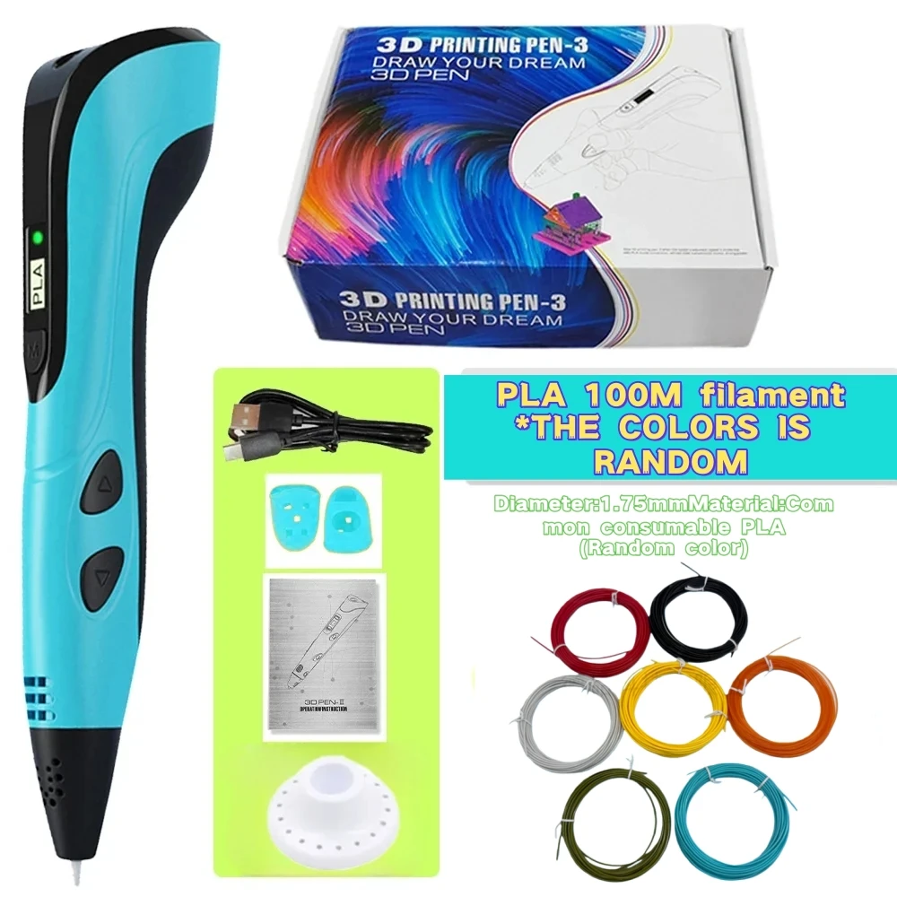 Enhanced 3D Printing Pen with LED Display and PLA Filament - Perfect Gift for Birthdays or Christmas