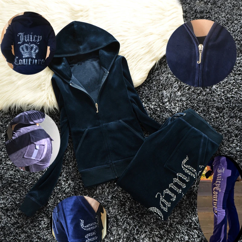 YICIYA Juicy Tracksuit Spring/Fall 2022 Women's Brand Velour Tracksuit Suit Women Velvet Zipper Sweatshirt And Pants Fat Sister