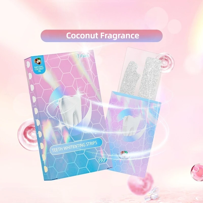 7 Par/pudełko Paski do wybielania zębów o smaku kokosowym, pielęgnacja szkliwa zębów, paski dla bardziej jasnego uśmiechu, świeży oddech, codzienna higiena jamy ustnej