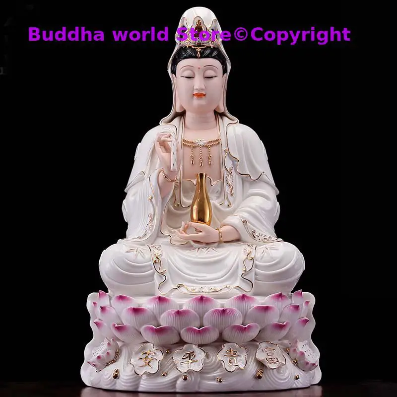 

TOP high-grade God home family efficacious Talisman FENG SHUI Handmade Guanyin Buddha Porcelain carving Sculpture statue