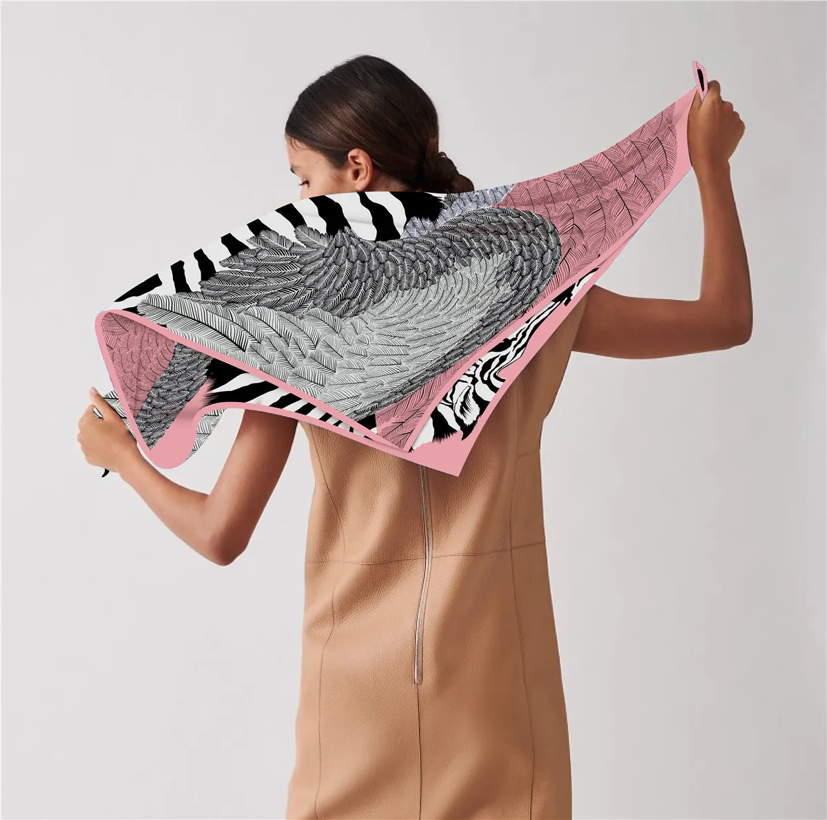 90 cm Klassiker Pegasus Marke Quadrat Schal Frauen Mode Twill 100% Seide Schal Schal Design Hijab Bandana Foulard Kopf Schal – Detail 8