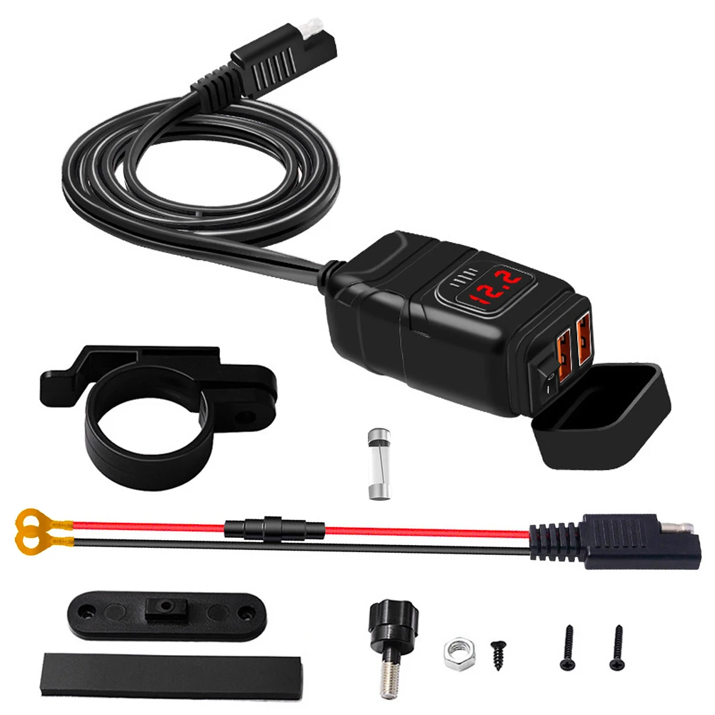 

Motorcycle USB Charger QC3.0 With Waterproof Cap Dual USB Ports For Mobile Phone Tablet GPS Navigator Charge Accessories
